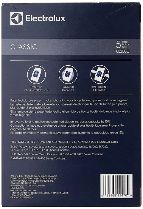 Classic Paper Vacuum Bag 5 Pack Brown Replacement Bags For Canister Vacuums And Central Vacuum Systems, Heavy Duty Dust Trapping, Easy Install, Durable Quality Bags For Popular Canister Models