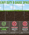 Comparison of J-shape metal staple, L-shape staple, and nylon spike for Three Inch Tall Landscape Edging Border Kit.