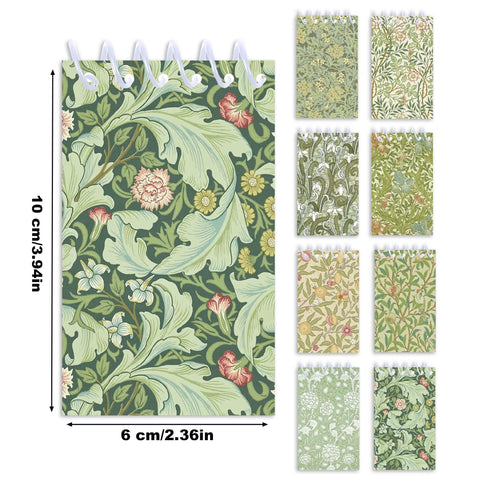 Pocket-Sized Floral Notebooks Set, 24 Mini Spiral Journals 2.36 x 3.94 Inches, 8 Vintage Botanical Designs display