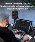 Person using ARC Studio Room Correction System With High Precision Microphone, Pro Grade Calibration Software, And Standalone Processor