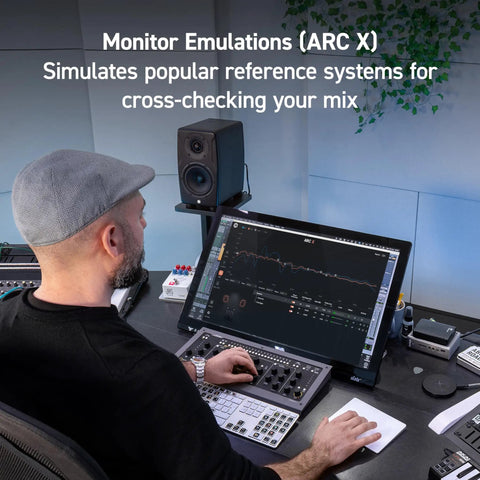 Person using ARC Studio Room Correction System With High Precision Microphone, Pro Grade Calibration Software, And Standalone Processor