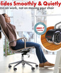 SED DOX office chair wheels set of 5; front view shows dual 2-inch soft casters for hardwood or tile floors; black