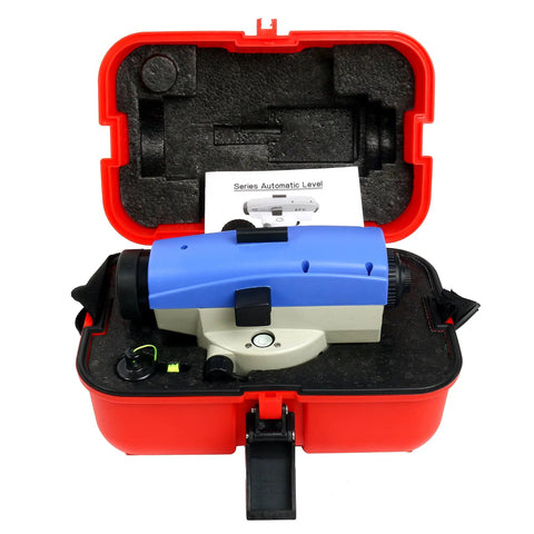 32X Optical Auto Level for Transit Survey With 360 Degree Rotary Dials, Pro Grade High Precision Level Gauge in red plastic case
