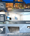 Six Pack 6 Inch LED Recessed Slim Lights Kit, IC Rated, Dimmable with outdoor, indoor, shower, damp location examples