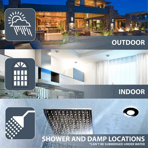 Six Pack 6 Inch LED Recessed Slim Lights Kit, IC Rated, Dimmable with outdoor, indoor, shower, damp location examples