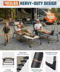 People relaxing on Face Hole Tanning Lounge Chair For Outdoors Folding Chaise Lounger with camper in background.