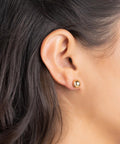 18K Gold Plated Ball Stud Earrings Set, 5 Piece, Sizes 3mm To 10mm, High Polish Finish, Tarnish Resistant, Comfortable Everyday Wear To Any Outfit, Dope Sparkle Gold Tone Jewelry Gift, single gold ball stud on ear