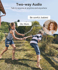 Child playing with water hose through two-way audio feature of Outdoor Security Camera With 3MP Color Night Vision, Two Way Audio.