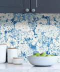 Indigo Empress Garden Peel And Stick Wallpaper Blue Floral Look For Walls Easy Application And Repositionable No Residue Removable
