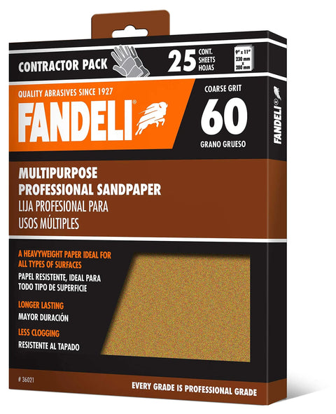 60 Grit Multipurpose Sandpaper Sheets 9 By 11 Inches Brown Pack Of 25 For Wood Metal And Painted Surfaces Durable DIY Sanding Pads
