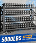 Industrial Heavy Duty Garage Shelves 71 Inch Wide Metal Storage Racks With 5000 Lb Capacity Adjustable Shelving displaying weights