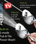 Two chrome AquaCare handheld shower heads with anti-clog nozzles; high-pressure, 8-mode, 6 ft stainless steel hose