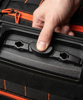 Luggage Repair Button And Replacement Pull Handle Fix Broken Suitcase Grips With Ease Solid Black Plastic snapped onto suitcase handle.