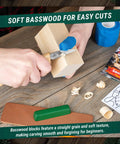 Hands using Santa Whittling Wood Carving Kit For Beginners With All In One Tools And Paints Easy DIY Christmas Craft Gift.