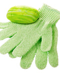 Green exfoliating bath gloves pack of 4 for smooth soft skin and gentle daily scrub that boosts circulation and improves texture