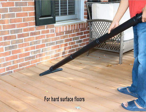 Person using 2.5 Inch Vacuum Extension Wands 19 Inch Long 2 Pack For Shop Vac Rigid Vacmaster Workshop And More on patio deck