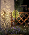 Hanging Solar Lanterns Outdoor Decor For Patio Pathway Yard And Garden, Waterproof Plastic Moroccan Style Lights, bronze glow effect