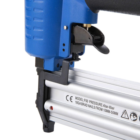 Two In One Air Brad Nailer Gun 14 Gauge Pneumatic Woodworking Finisher Featuring Adjustable Exhaust Deflector Touch Strike Safety System Hella Easy Shoot Design With Soft Grip Rubber Handle And Heavy Duty Aluminum Body For Stress Free Trim Work