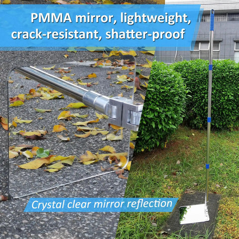 Under Vehicle Inspection Mirror With Three Quarter Inch Extendable Threaded Poles Beefy Build For Large Under Car Search