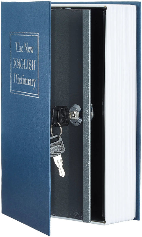 Portable Book Safe Hideaway Stash Box Disguised As A Real Book With Key Lock For Valuables Large Blue Hidden Storage On Your Bookshelf