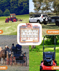 Heavy Duty Hitch Pin Clip Assortment Kit for farm tractors, trailers, trucks, shown with multiple outdoor equipment.