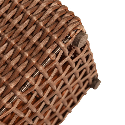 Close-up of All Weather Wicker Planter Set Two Piece Mocha Outdoor Planters With Liners showing wicker texture.