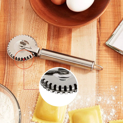 Ravioli Cutter and Pastry Wheel for Fresh Pasta and Dough That Seals Crimps and Cuts Perfectly With 18 10 Stainless Steel Build