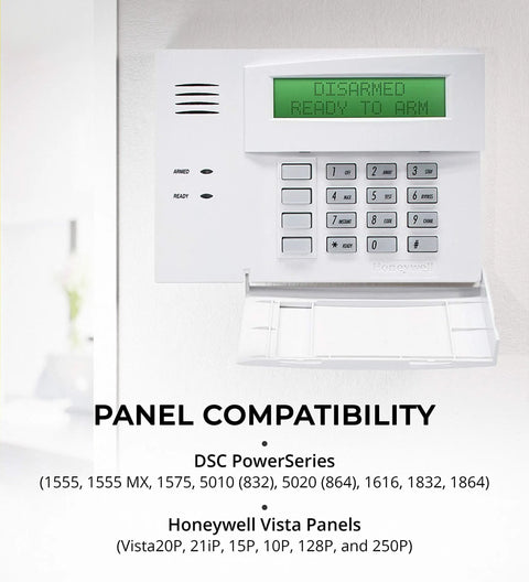 EVL 4EZR IP Security Interface Module for DSC and Honeywell Alarm Systems Alexa Compatible next to compatible Honeywell panel