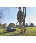 Person using Lawn Roller 18 Inch Diameter 24 Inch Wide Poly Drum Holds Up To 270 Lbs And 31.1 Inch Working Width For Versatile Push And Tow