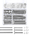 Tough As Nails 164 Piece Metric Hex Nut Bolt Assortment Kit, 304 Stainless Steel Long Fasteners With Flat And Lock Washers display.