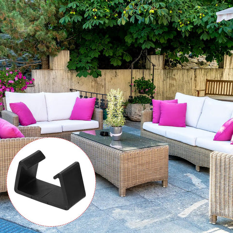 Four Pack Patio Furniture Clips For Outdoor Lounge Sets 71mm Diameter Rattan Sofa Clamps And Wicker Fasteners Durable Black Plastic