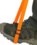 Orange Foot Loop Ascender Sling for Rope Climbing Adjustable 88 to 125 cm, rugged nylon strap around boot for tree care SRT.
