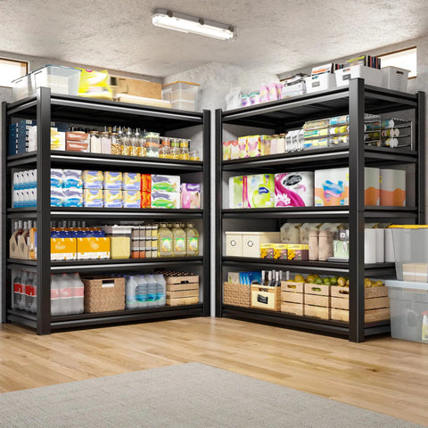 Heavy Duty 5 Tier Garage Shelving Rack With Adjustable Metal Shelves, Steel Storage Organizer For Tools And Parts, 3000 Lb Capacity, No Sag, Easy Assembly, Durable Garage Shelves in basement storage room