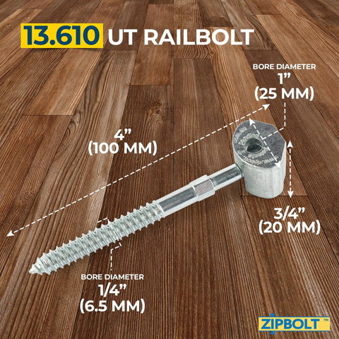 UT Railbolt Gear Driven Handrail Connector For Staircase Fittings And Newels, Quick DIY Friendly Pro Grade Durable Install For New Construction And Remodels, Fast Easy Sturdy Handrail Assembly