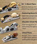Slick Low Angle Shoulder And Chisel Plane Built For Dead On Edge And End Grain Trimming with adjustable steel blades on wood.