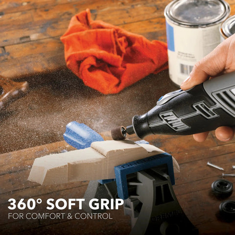 Using 12V Cordless Rotary Tool Kit With 28 Accessories And Case For Engraving Sanding Polishing Wood Carving And Detail Work Portable Power For DIYers And Pros On The Go on wood piece with 360-degree soft grip