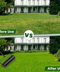 Before and after lawn using Manual 18 Inch Lawn Aerator Tool With 55 Inch Stainless Steel Handle Rolling Lawn Aerator.