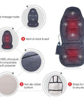 Go To Vibration Back Massager With Heat For Home Office, 6 Vibrating Motors, heat settings, ultra-plush polyester material, detailed view