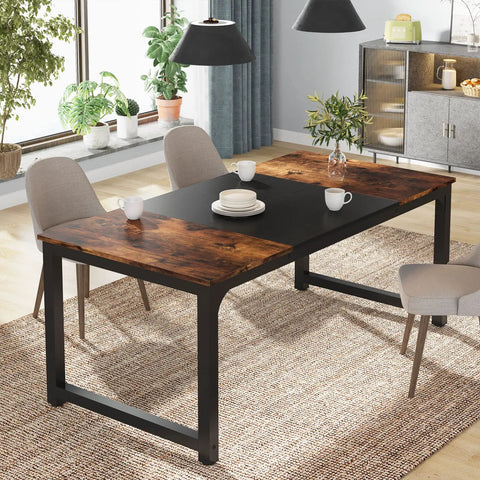 Massive 63-Inch Wide Computer Desk With 31.5-Inch Depth, sleek black metal frame, set in a home office with natural lighting.