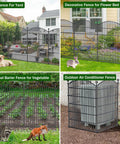Tall 40 Inch High Outdoor Decorative Garden Fence With Gate, 23.6 Foot Long No Dig Dog Fence shown in various settings.
