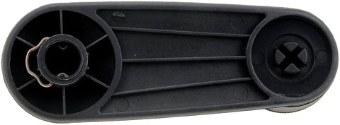 Underside view of Replacement Window Crank Handle For Dodge Jeep Mitsubishi Models Beefy Dark Gray Finish Easy Install No Tools Needed