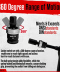 360 degree range of motion demonstration of 3 Piece Impact Universal Joint Set With 1/4 Inch 3/8 Inch And 1/2 Inch Drive Swivel Sockets