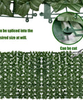 Artificial Ivy Privacy Fence Screen 128 By 48 Inches UV Resistant Faux Hedge Wall for Indoor Outdoor Use, close-up of interlock and cutting feature.