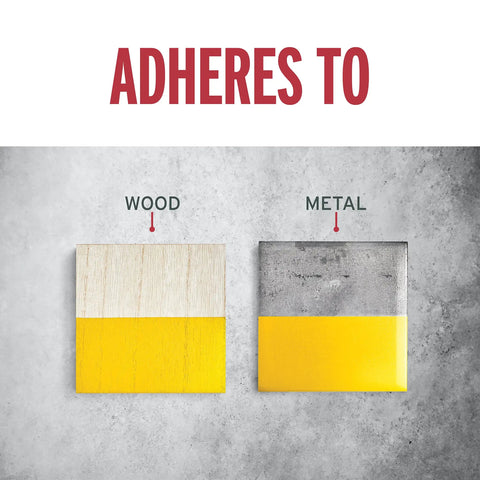 Adheres to wood and metal surfaces showcasing Tough As Nails Rust Eliminating Oil Based Spray Paint With Smooth Gloss Sunburst Yellow Finish.