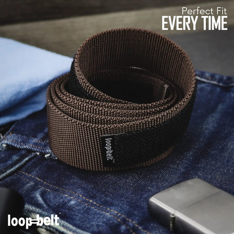 Brown No Scratch Web Belt With Rubber Coated Tips And Buckleless Design Advanced Hook And Loop Fasteners Nickel Free And Hypoallergenic 1 3 8 Inch Wide Heavyweight Webbing No Metal Parts Large 40 44 Waist
