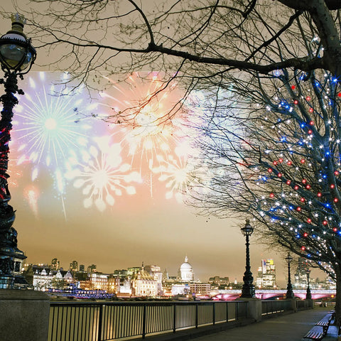 Patriotic 200 LED 66Ft Fairy String Lights With 8 Lighting Modes for Indoor and Outdoor Decor in Red White and Blue on trees