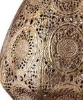 Close-up of intricate gold metal design on the Moroccan Mosaic Table Lamp Metal Turkish Handmade Nightstand Bedside Lamp for Bedroom