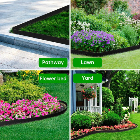 No Dig Garden Edging Border Kit 20 Ft Long 2 Inch Tall Plastic Lawn Edge With 20 Stakes and Connectors for Landscaping