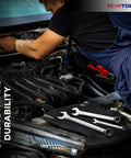 Shop Tested Beefy 11 Piece SAE Combination Wrench Set With Heavy Duty Roll Pouch, used for auto repairs on an engine.