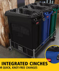 Slim Jim Plastic Rectangular Recycling Bin And Trash Can With Venting Channels 23 Gallon Blue For Kitchens Classrooms Offices And Back Of House Durable Design With Easy Liner Removal And Four Bag Cinches